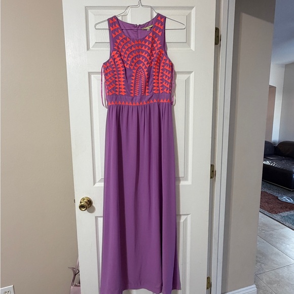 Gianni Bini lilac and orange Geometric embroidery Maxi Dress - Picture 2 of 2